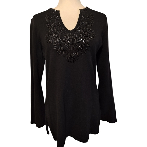 Dressbarn Black Tunic with Embroidered Detail - Picture 5 of 9